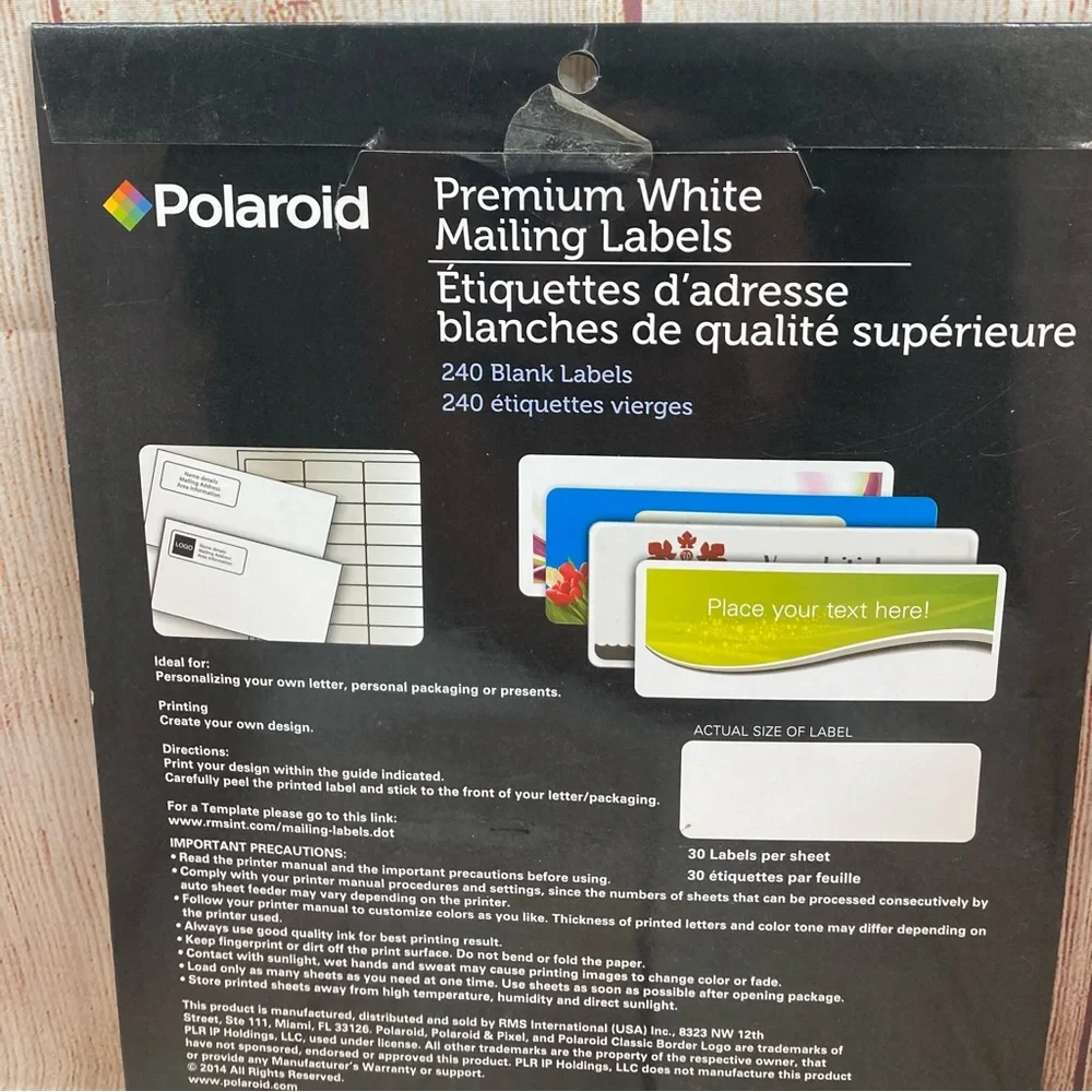 Premium Mailing Labels Blank 240 White Polaroid